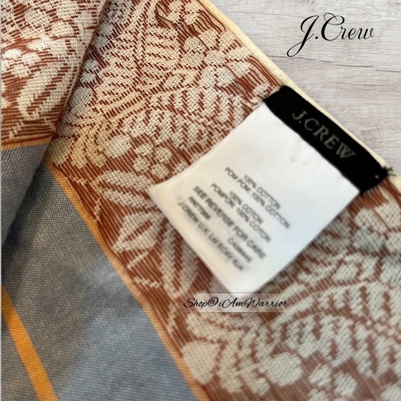 J.Crew striped patterned cotton pom pom long oversized scarf *shop@iamwarrior - Picture 10 of 11